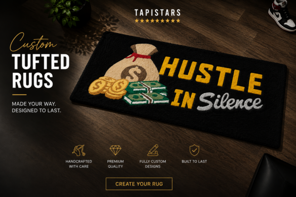Custom Design Rug/ Hustle in Silence